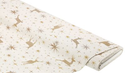 Jacquard 'Weihnachtliche Hirsche', natur/gold