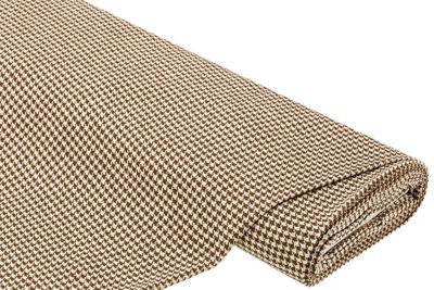 Tissu soie bourette 'pied de poule', marron/crème