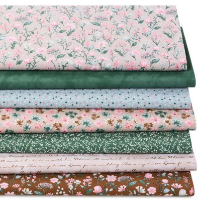 Lot patchwork 'herbes', vert/coloré, série Mona
