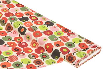 Katoenen retro-appelstof, rood/groen