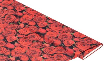 Baumwollstoff-Digitaldruck 'Rosen', Serie Ria, rot-color