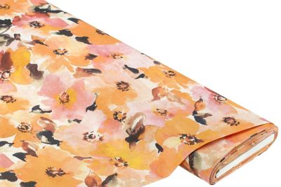 Tissu déco 'fleurs' de la série 'Lorena', orange/coloré