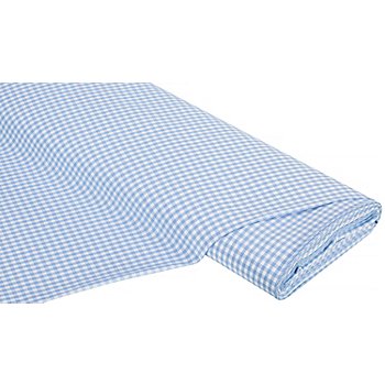 Tissu coton 'carreaux vichy', 5 x 5 mm, bleu clair/blanc