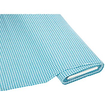 Tissu coton 'carreaux vichy', 5 x 5 mm, turquoise/blanc