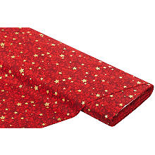 Tissu coton « étoiles/arabesques », rouge/multicolore