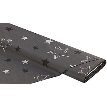 Tissu coton 'étoile Stella', graphite