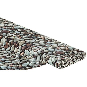 Tissu coton à impression numérique 'galets', tons gris, de la série Ria