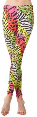 80er Jahre Leggings Neon, Disco & Rock'n'Roll, Damen