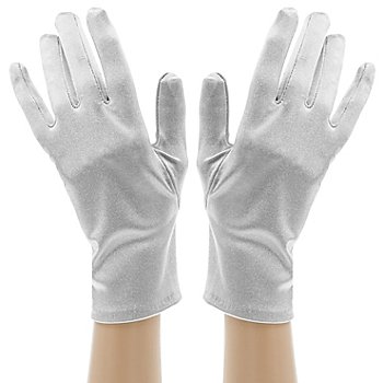 Satin-Handschuhe, silber, 23 cm