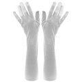 Satin-Handschuhe, silber, 55 cm