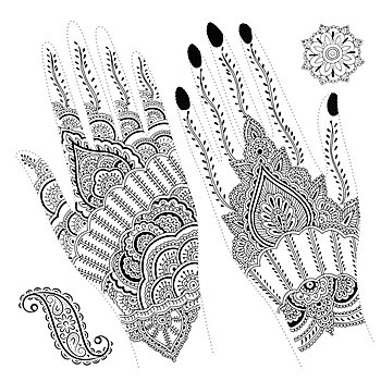 Set de tatouages pour la main 'Orient'