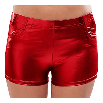 Hotpants aus Stretchlack, rot