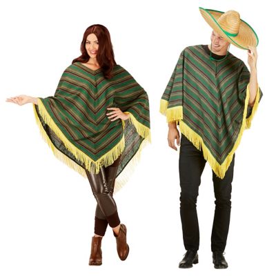 MEXIKANISCHE PONCHO Mexikaner Kostüm Verkleidung Outfit Zubehör