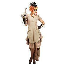 Steampunk-Kleid 'Loretta' für Damen, taupe