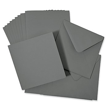 Doppelkarten & Hüllen, grau, quadratisch, je 10 Stück