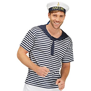 T-shirt de marin pour hommes, bleu/blanc