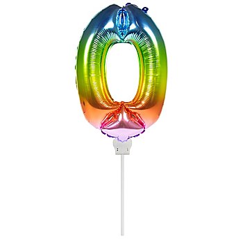 Folienballon '0', bunt, 36 cm