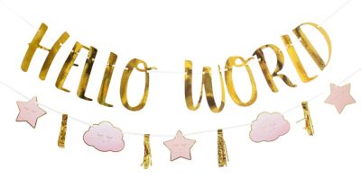 Lot de guirlandes "Hello World", rose