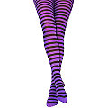 Collants rayés fins pour femmes, violet/noir