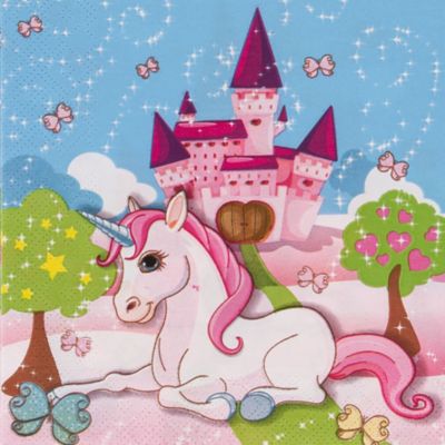 1 serviette en papier - anniversaire licorne - 33 x 33 cm - Un