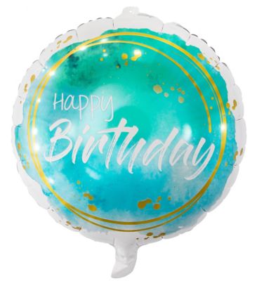 Ballon métallique “Happy Birthday” - Fleurs - 45 cm