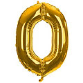 Ballon hélium chiffre "0", doré, 86 cm