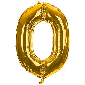Ballon hélium chiffre '0', doré, 86 cm