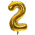 Ballon hélium chiffre "2", doré, 86 cm