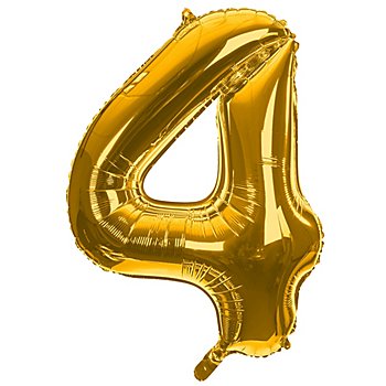 Ballon hélium chiffre '4', doré, 86 cm