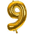 Ballon hélium chiffre "9", doré, 86 cm