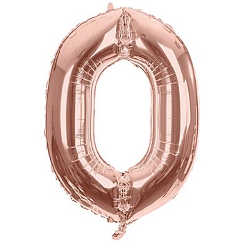 Ballon hélium chiffre '0', or rose, 86 cm