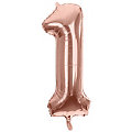 Ballon hélium chiffre "1", or rose, 86 cm