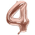 Ballon hélium chiffre "4", or rose, 86 cm