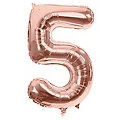 Ballon hélium chiffre "5", or rose, 86 cm