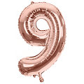 Ballon hélium chiffre "9", or rose, 86 cm