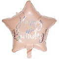 Folienballon "Stern - Happy Birthday", rosa, 40 cm Ø