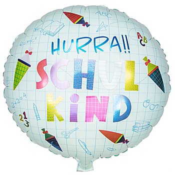 Folienballon 'Hurra!! Schulkind', 45 cm Ø
