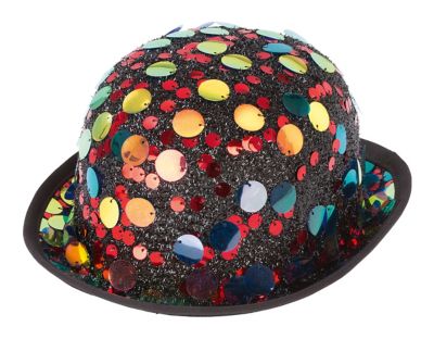 Chapeau melon en paillettes or pour déguisement