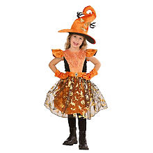 Kinder-Kleid 'Hexe', orange/schwarz