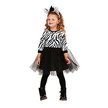 buttinette Kinderkleid 'Zebra Gittchen', schwarz/weiß