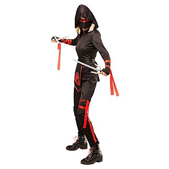Combinaison ninja pour femmes, noir/rouge