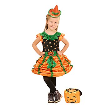 Kinderkleid 'Kürbishexe', orange/grün