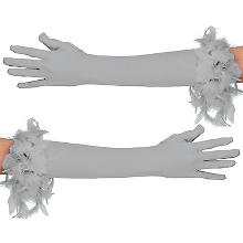 Handschuhe Glamour lang, hellgrau
