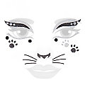 Face-Art-Tattoo "Katze", schwarz/silber