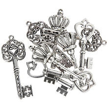 Pendentifs 'clés', argenté, 45–59 mm, 6 pièces
