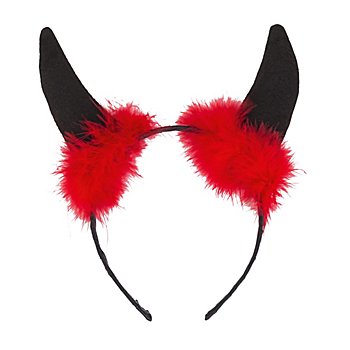 Haarreif 'Teufel' mit Marabu-Federn, schwarz/rot