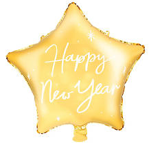 Folienballon Stern 'Happy New Year', gold, 44 cm Ø