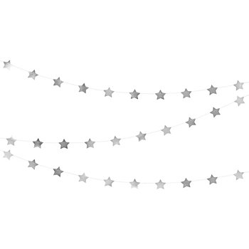 Papiergirlande 'Sterne', silber, 3,6 Meter