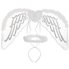  Kit d'accessoires 'ange', blanc/argenté, 2 pièces