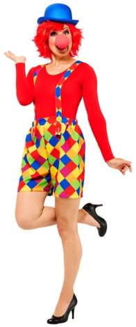 Accessoires de clown (bretelles, nœud-papillon et nez rouge)